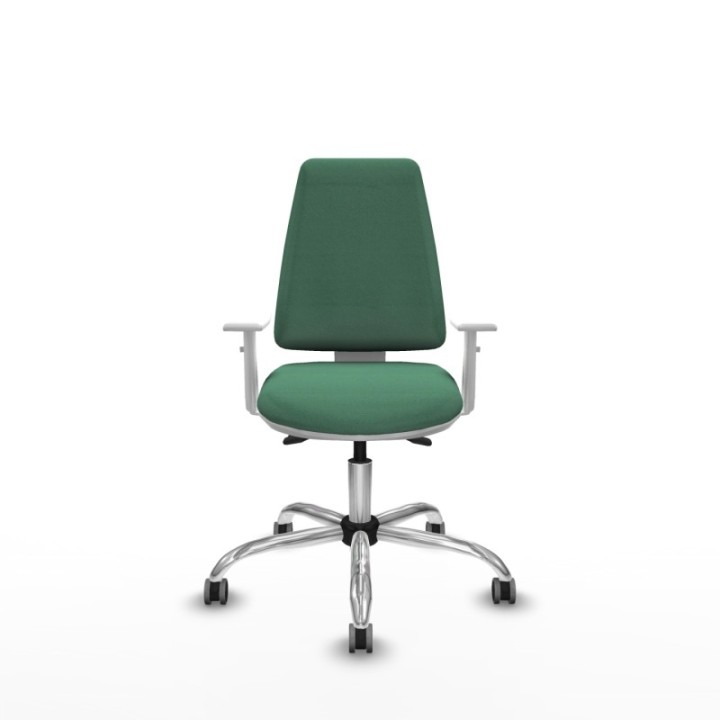 Elche blanca asincro bali verde esmeralda brazos blancos base cromada ruedas 65mm engomadas