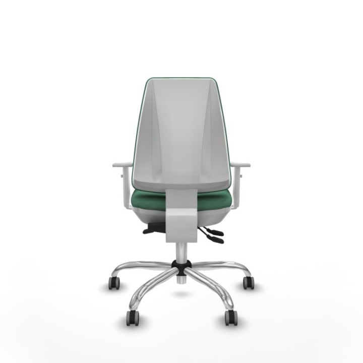 Elche blanca asincro bali verde esmeralda brazos blancos base cromada ruedas 65mm engomadas