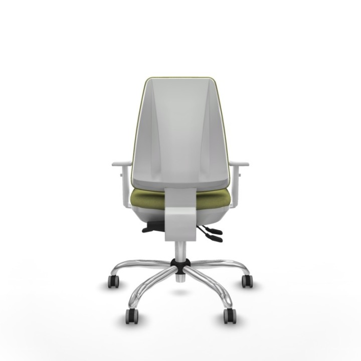 Elche blanca asincro bali verde oliva brazos blancos base cromada ruedas 65mm engomadas