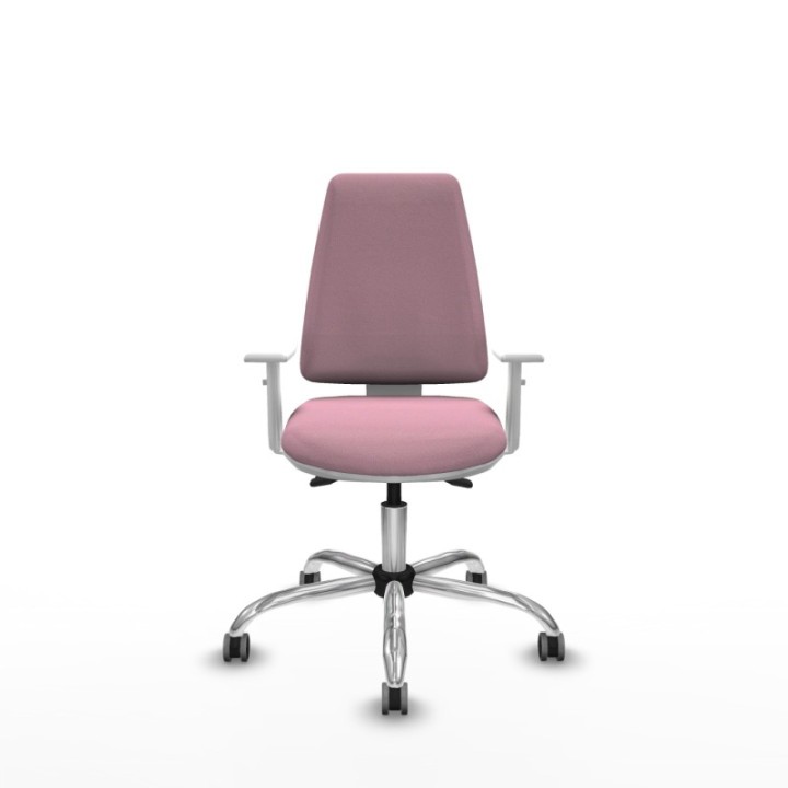 Elche blanca asincro bali rosa brazos blancos base cromada ruedas 65mm engomadas