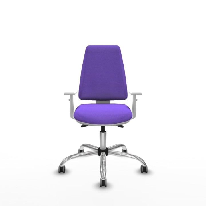 Elche blanca asincro bali lila brazos blancos base cromada ruedas 65mm engomadas