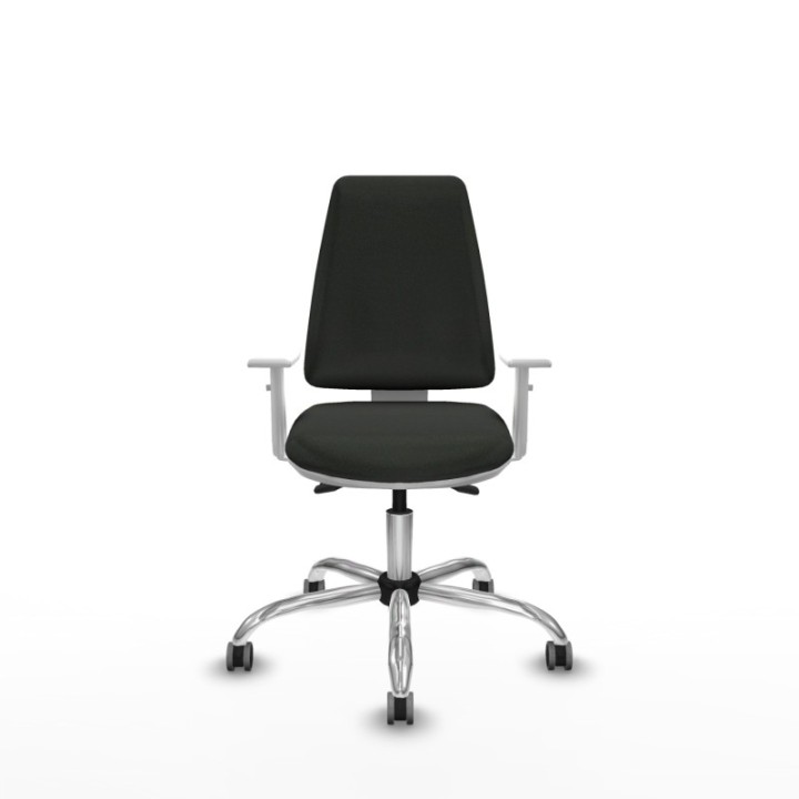 Elche blanca asincro bali negro brazos blancos base cromada ruedas 65mm engomadas