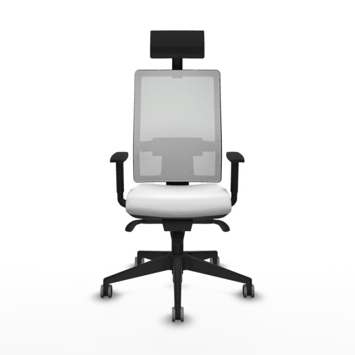 Horna sincro malla blanca bali blanco brazos 1D base piramidal cabecero fijo ruedas 65mm engomadas