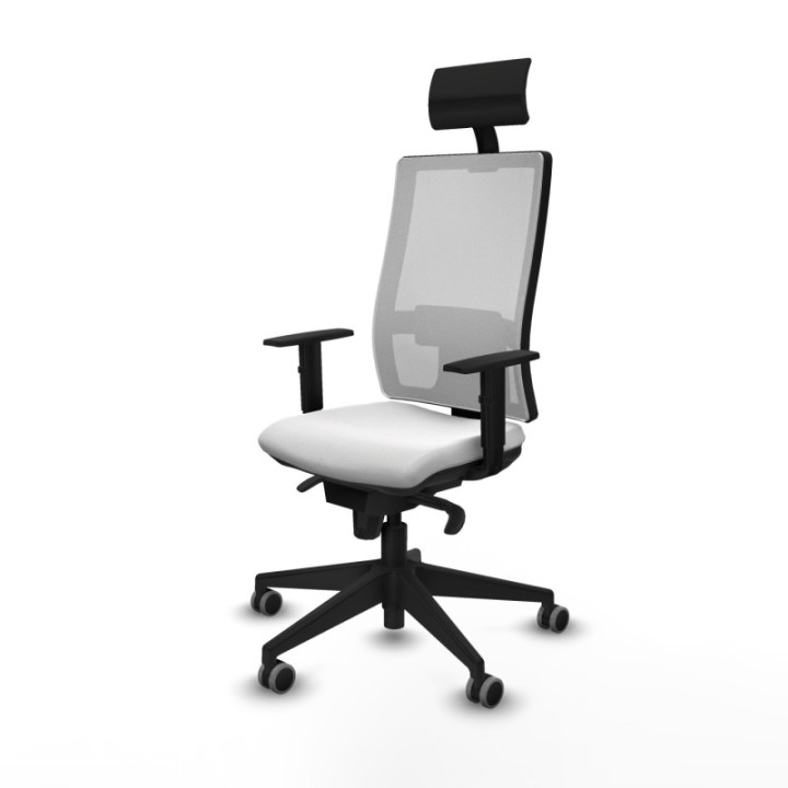 Horna sincro malla blanca bali blanco brazos 1D base piramidal cabecero fijo ruedas 65mm engomadas