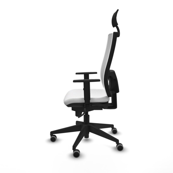 Horna sincro malla blanca bali blanco brazos 1D base piramidal cabecero fijo ruedas 65mm engomadas