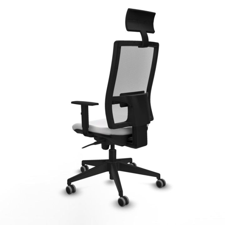 Horna sincro malla blanca bali blanco brazos 1D base piramidal cabecero fijo ruedas 65mm engomadas