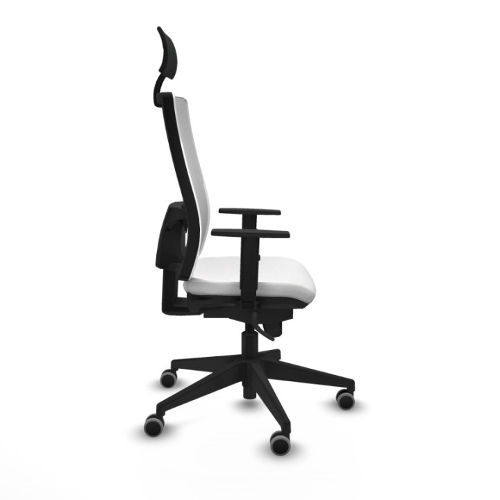 Horna sincro malla blanca bali blanco brazos 1D base piramidal cabecero fijo ruedas 65mm engomadas