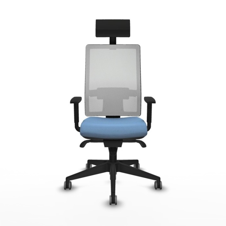 Horna sincro malla blanca bali azul cielo brazos 1D base piramidal cabecero fijo ruedas 65mm engomadas