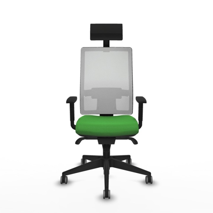 Horna sincro malla blanca bali verde brazos 1D base piramidal cabecero fijo ruedas 65mm engomadas