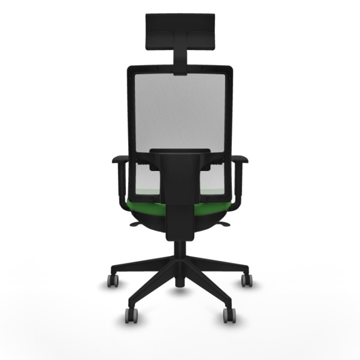 Horna sincro malla blanca bali verde brazos 1D base piramidal cabecero fijo ruedas 65mm engomadas