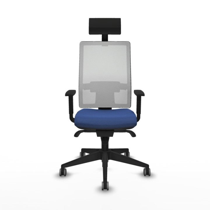 Horna sincro malla blanca bali azul marino brazos 1D base piramidal cabecero fijo ruedas 65mm engomadas