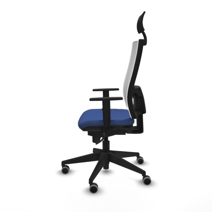 Horna sincro malla blanca bali azul marino brazos 1D base piramidal cabecero fijo ruedas 65mm engomadas