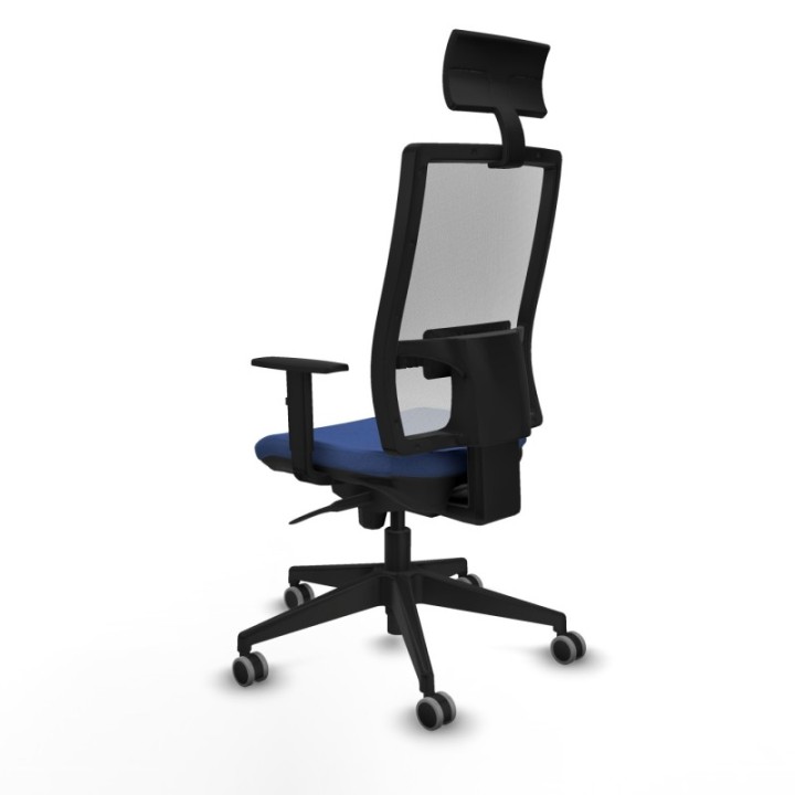 Horna sincro malla blanca bali azul marino brazos 1D base piramidal cabecero fijo ruedas 65mm engomadas