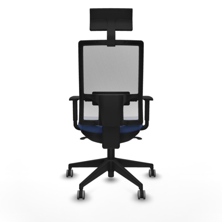 Horna sincro malla blanca bali azul marino brazos 1D base piramidal cabecero fijo ruedas 65mm engomadas