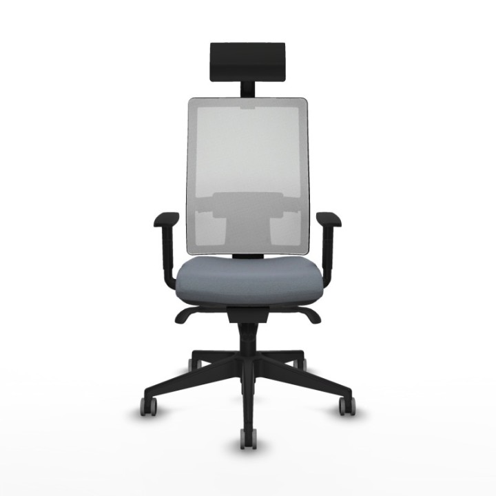 Horna sincro malla blanca bali gris brazos 1D base piramidal cabecero fijo ruedas 65mm engomadas