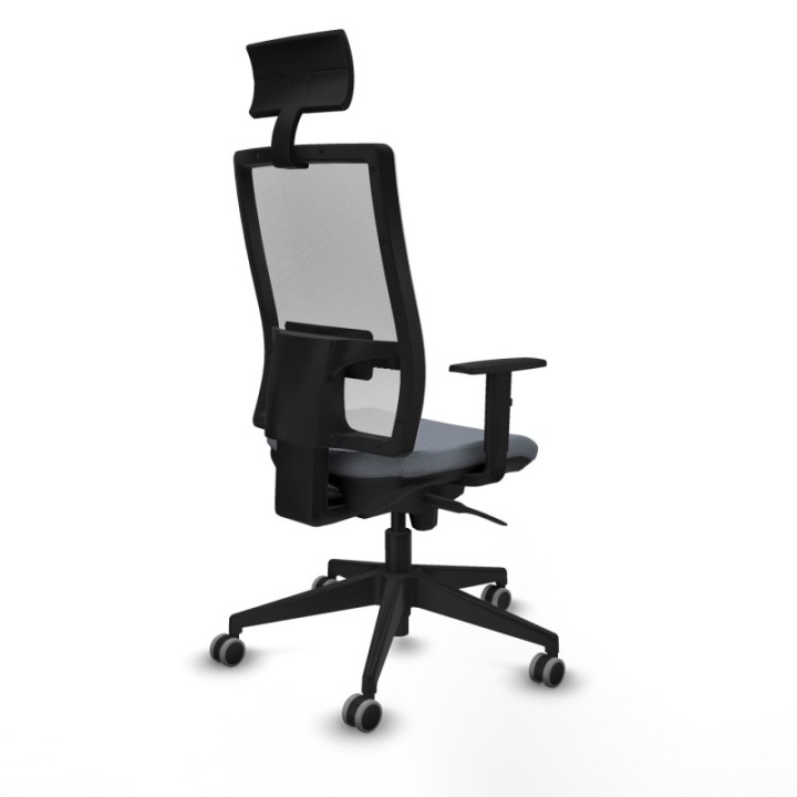 Horna sincro malla blanca bali gris brazos 1D base piramidal cabecero fijo ruedas 65mm engomadas