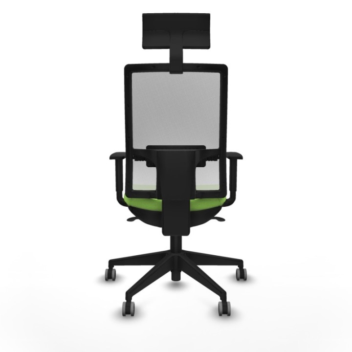 Horna sincro malla blanca bali pistacho brazos 1D base piramidal cabecero fijo ruedas 65mm engomadas