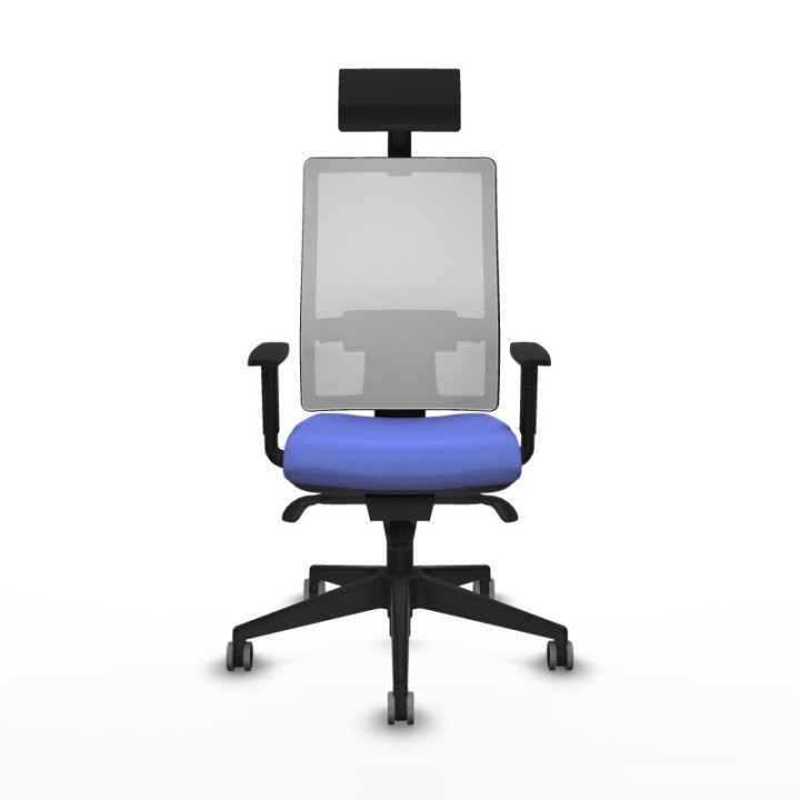 Horna sincro malla blanca bali azul claro brazos 1D base piramidal cabecero fijo ruedas 65mm engomadas