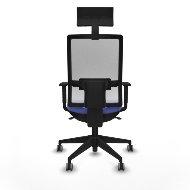 Horna sincro malla blanca bali azul claro brazos 1D base piramidal cabecero fijo ruedas 65mm engomadas