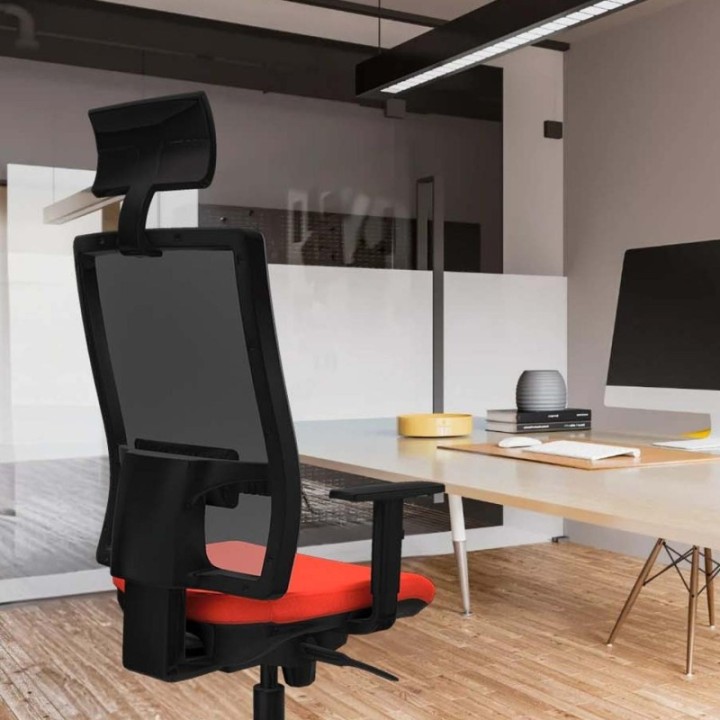 Horna sincro malla blanca bali azul claro brazos 1D base piramidal cabecero fijo ruedas 65mm engomadas