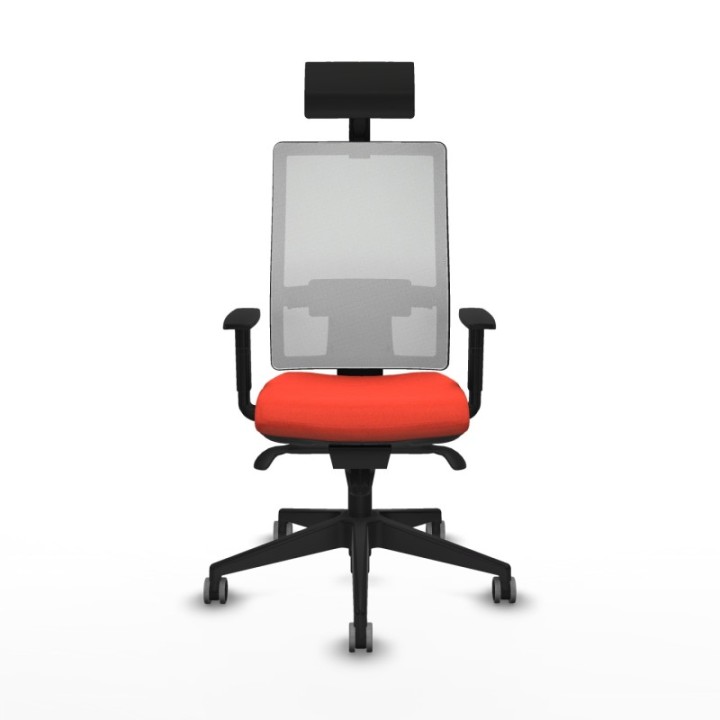 Horna sincro malla blanca bali naranja oscuro brazos 1D base piramidal cabecero fijo ruedas 65mm engomadas