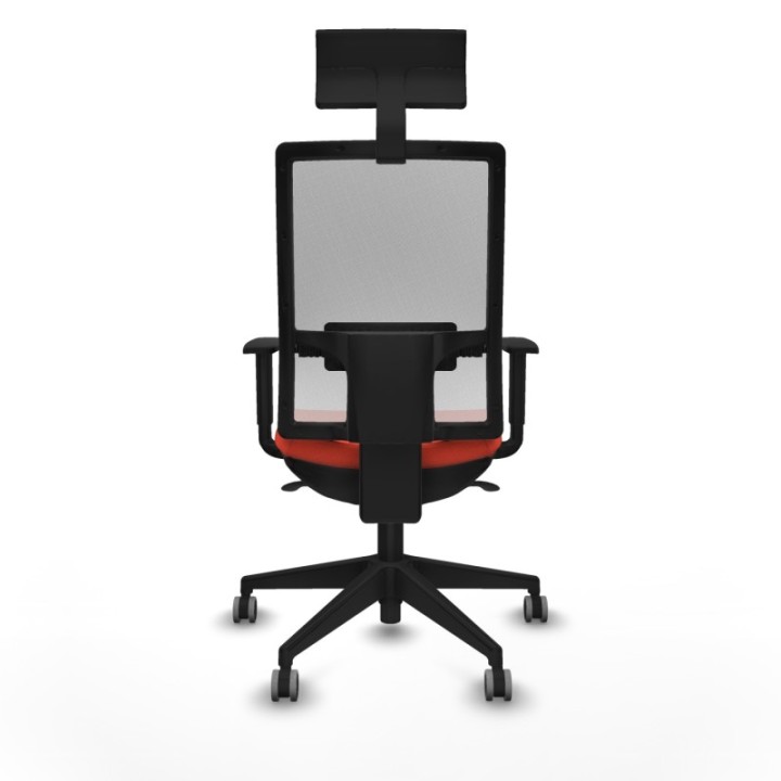 Horna sincro malla blanca bali naranja oscuro brazos 1D base piramidal cabecero fijo ruedas 65mm engomadas