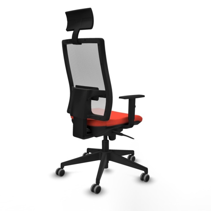 Horna sincro malla blanca bali naranja oscuro brazos 1D base piramidal cabecero fijo ruedas 65mm engomadas