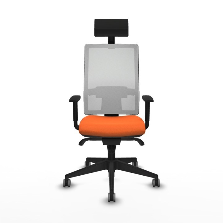 Horna sincro malla blanca bali naranja brazos 1D base piramidal cabecero fijo ruedas 65mm engomadas