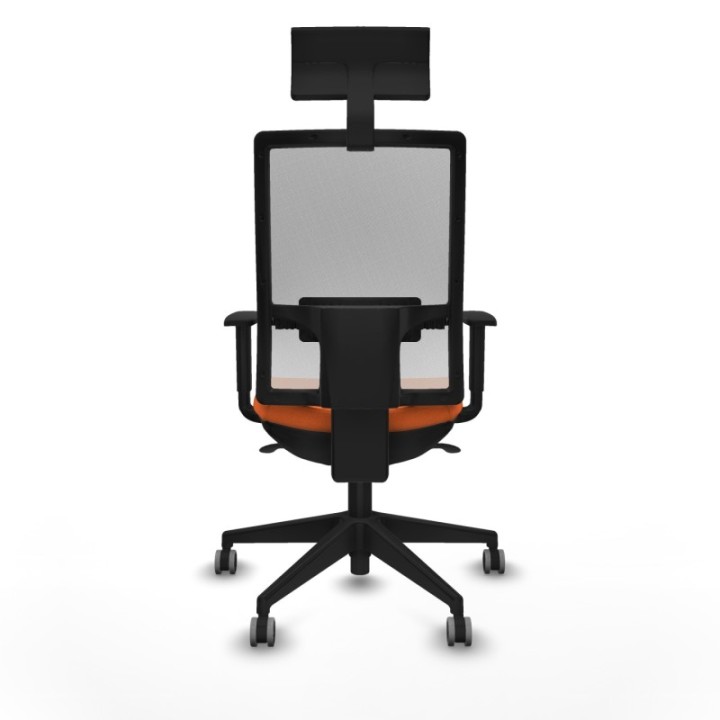 Horna sincro malla blanca bali naranja brazos 1D base piramidal cabecero fijo ruedas 65mm engomadas