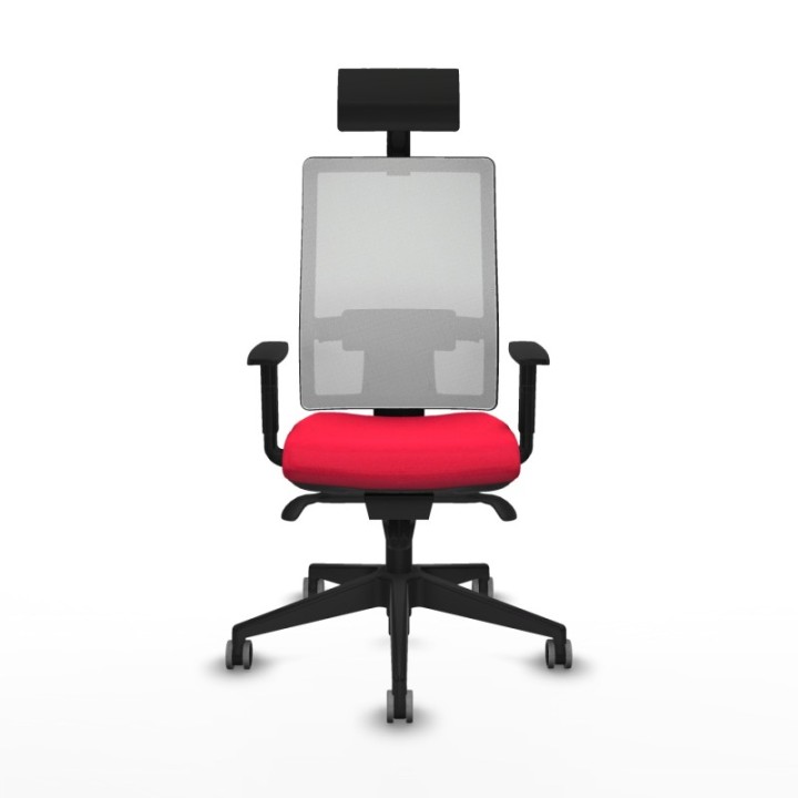 Horna sincro malla blanca bali rojo brazos 1D base piramidal cabecero fijo ruedas 65mm engomadas