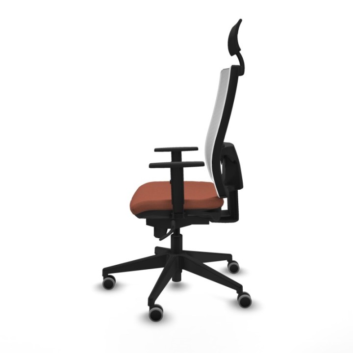 Horna sincro malla blanca bali marrón brazos 1D base piramidal cabecero fijo ruedas 65mm engomadas