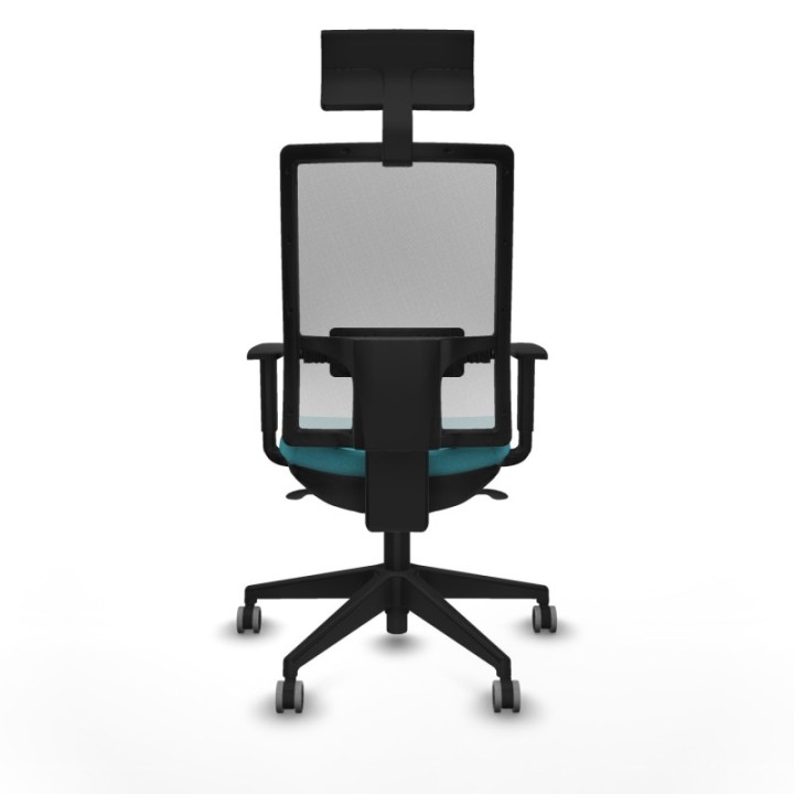 Horna sincro malla blanca bali turquesa brazos 1D base piramidal cabecero fijo ruedas 65mm engomadas