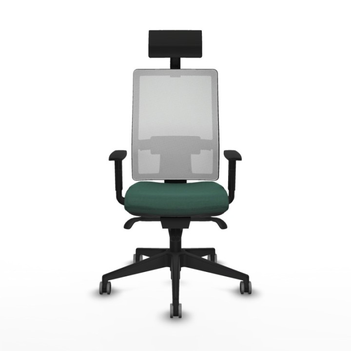 Horna sincro malla blanca bali verde botella brazos 1D base piramidal cabecero fijo ruedas 65mm engomadas