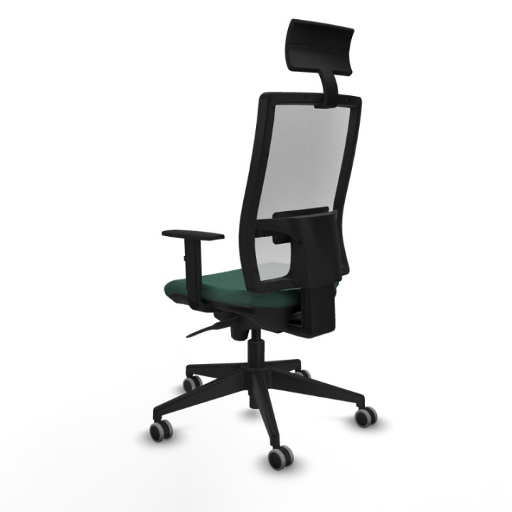 Horna sincro malla blanca bali verde botella brazos 1D base piramidal cabecero fijo ruedas 65mm engomadas