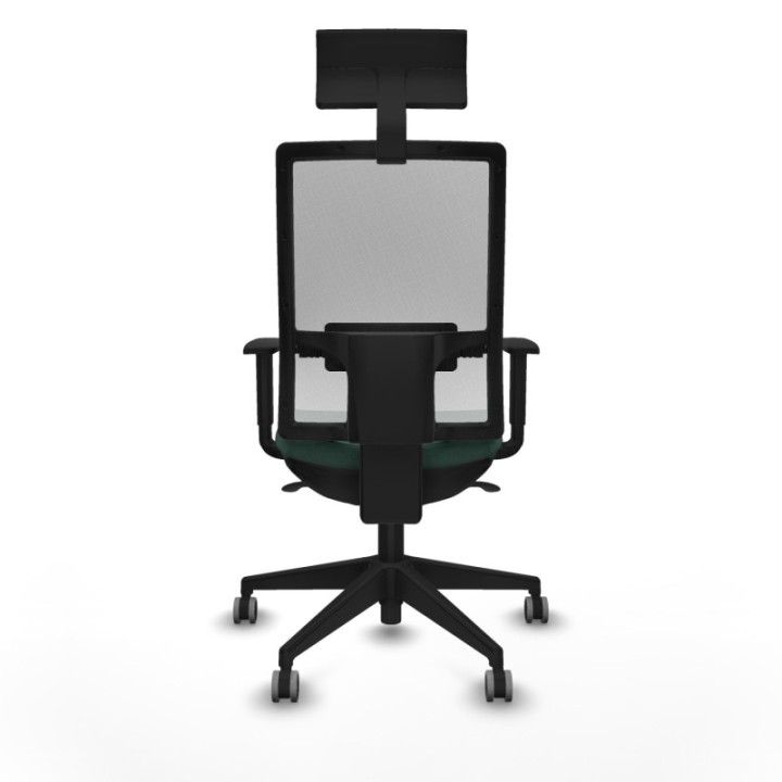 Horna sincro malla blanca bali verde botella brazos 1D base piramidal cabecero fijo ruedas 65mm engomadas