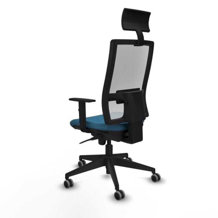 Horna sincro malla blanca bali verde petroleo brazos 1D base piramidal cabecero fijo ruedas 65mm engomadas