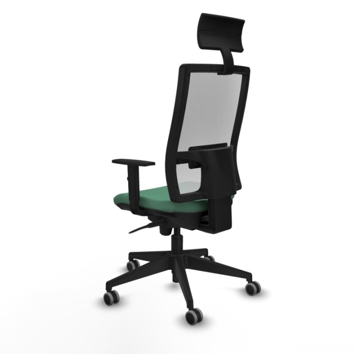 Horna sincro malla blanca bali verde esmeralda brazos 1D base piramidal cabecero fijo ruedas 65mm engomadas