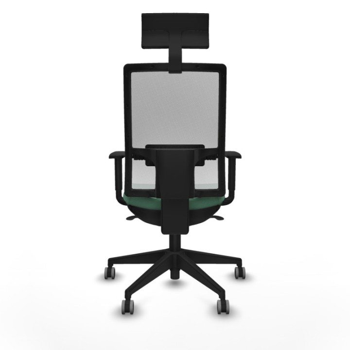 Horna sincro malla blanca bali verde esmeralda brazos 1D base piramidal cabecero fijo ruedas 65mm engomadas