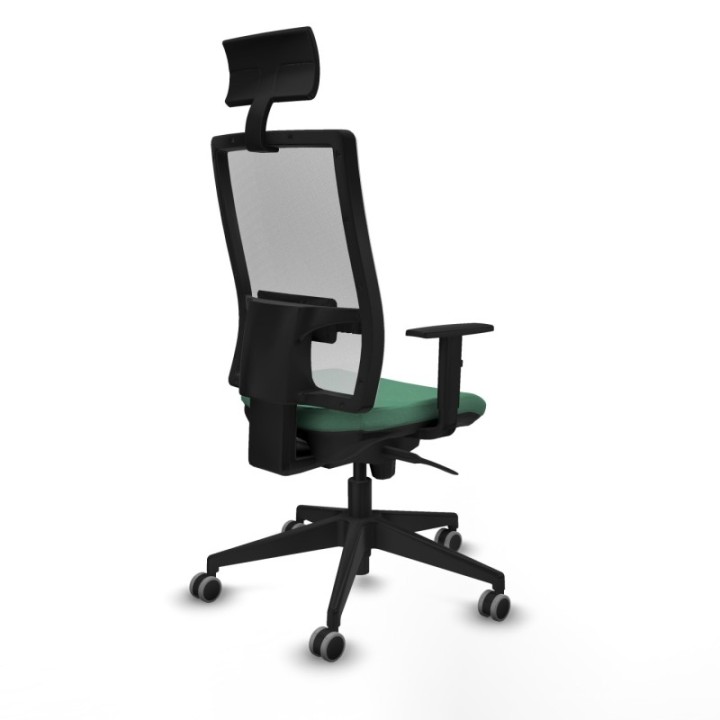 Horna sincro malla blanca bali verde esmeralda brazos 1D base piramidal cabecero fijo ruedas 65mm engomadas