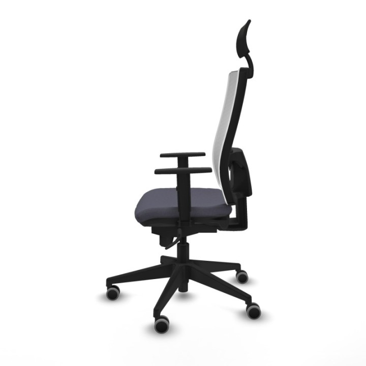 Horna sincro malla blanca bali gris oscuro brazos 1D base piramidal cabecero fijo ruedas 65mm engomadas