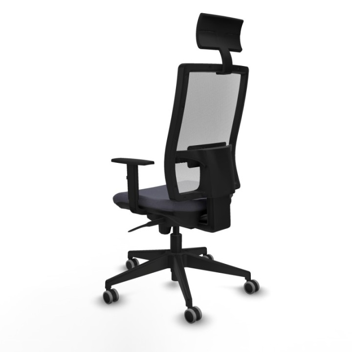 Horna sincro malla blanca bali gris oscuro brazos 1D base piramidal cabecero fijo ruedas 65mm engomadas