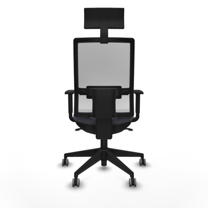 Horna sincro malla blanca bali gris oscuro brazos 1D base piramidal cabecero fijo ruedas 65mm engomadas