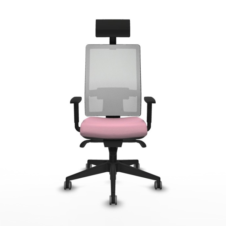 Horna sincro malla blanca bali rosa brazos 1D base piramidal cabecero fijo ruedas 65mm engomadas