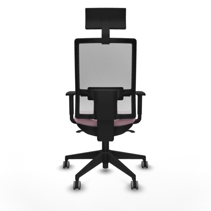 Horna sincro malla blanca bali rosa brazos 1D base piramidal cabecero fijo ruedas 65mm engomadas