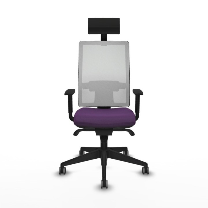 Horna sincro malla blanca bali morado brazos 1D base piramidal cabecero fijo ruedas 65mm engomadas