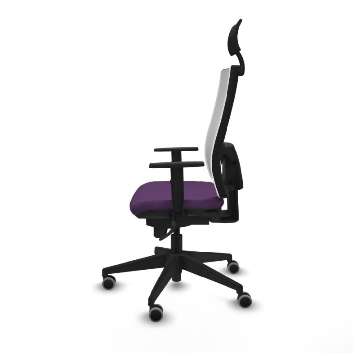 Horna sincro malla blanca bali morado brazos 1D base piramidal cabecero fijo ruedas 65mm engomadas