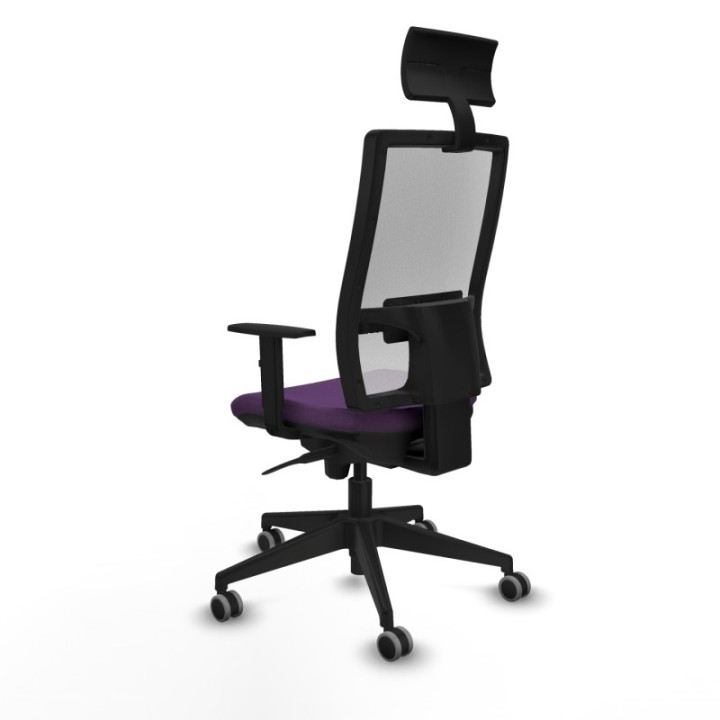 Horna sincro malla blanca bali morado brazos 1D base piramidal cabecero fijo ruedas 65mm engomadas