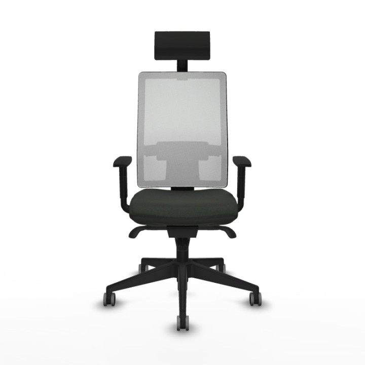 Horna sincro malla blanca bali negro brazos 1D base piramidal cabecero fijo ruedas 65mm engomadas