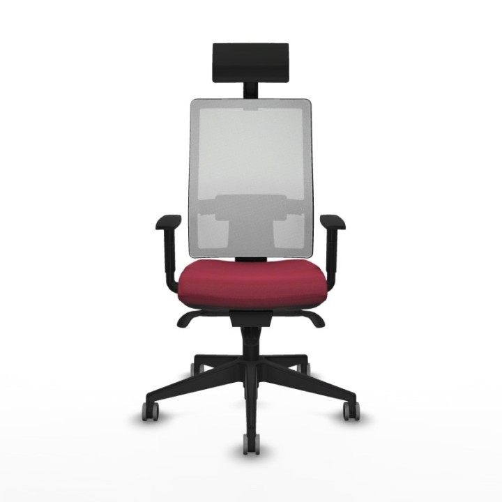 Horna sincro malla blanca bali granate brazos 1D base piramidal cabecero fijo ruedas 65mm engomadas