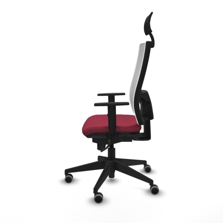 Horna sincro malla blanca bali granate brazos 1D base piramidal cabecero fijo ruedas 65mm engomadas